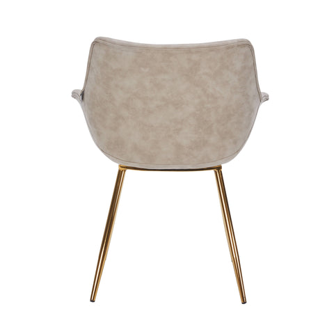Markley Modern Leather Dining Arm Chair With Black/Gold Metal Legs