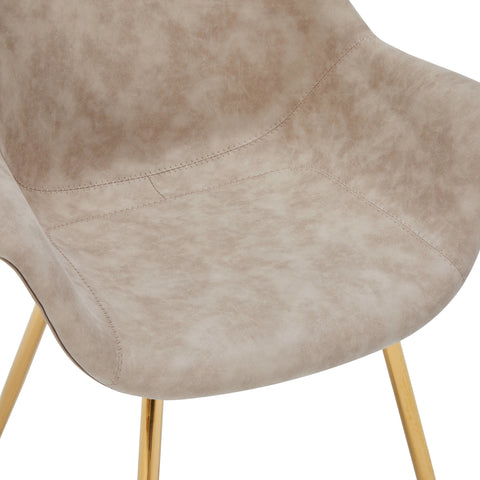 Markley Modern Leather Dining Arm Chair With Black/Gold Metal Legs
