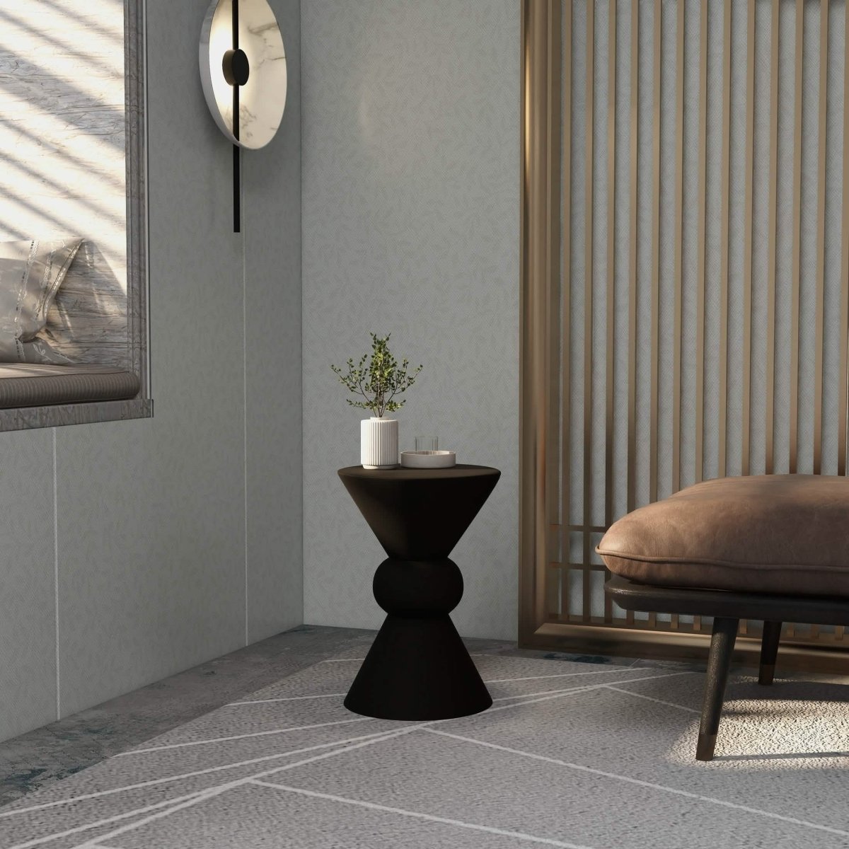 Echo Side Table with Weather - Resistant Fibersone Top Round Accent Table
