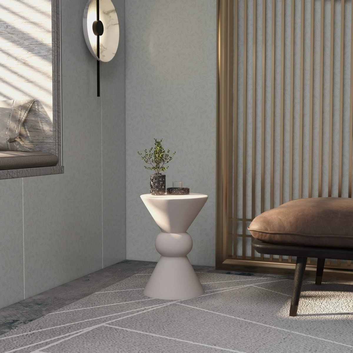 Echo Side Table with Weather - Resistant Fibersone Top Round Accent Table