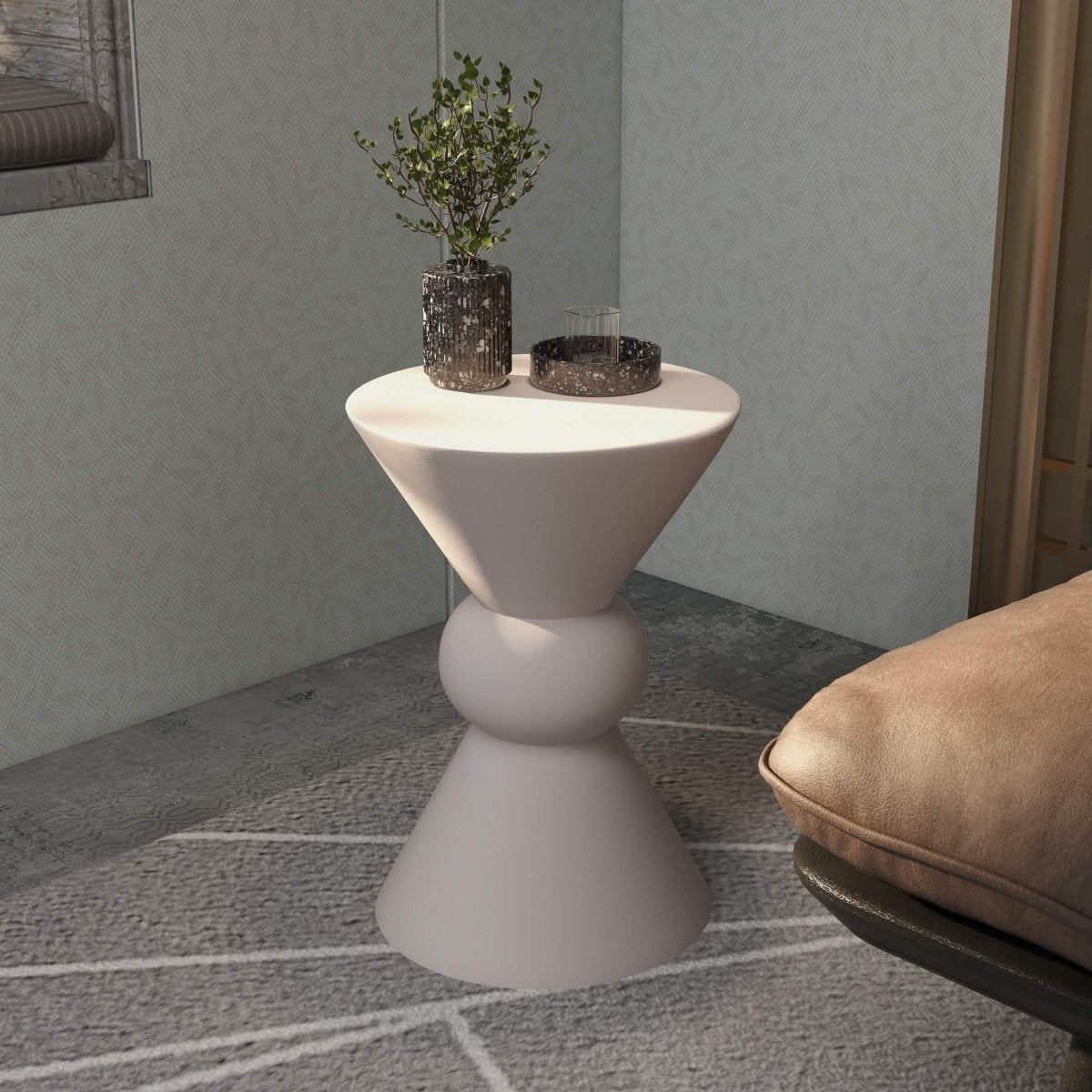 Echo Side Table with Weather - Resistant Fibersone Top Round Accent Table