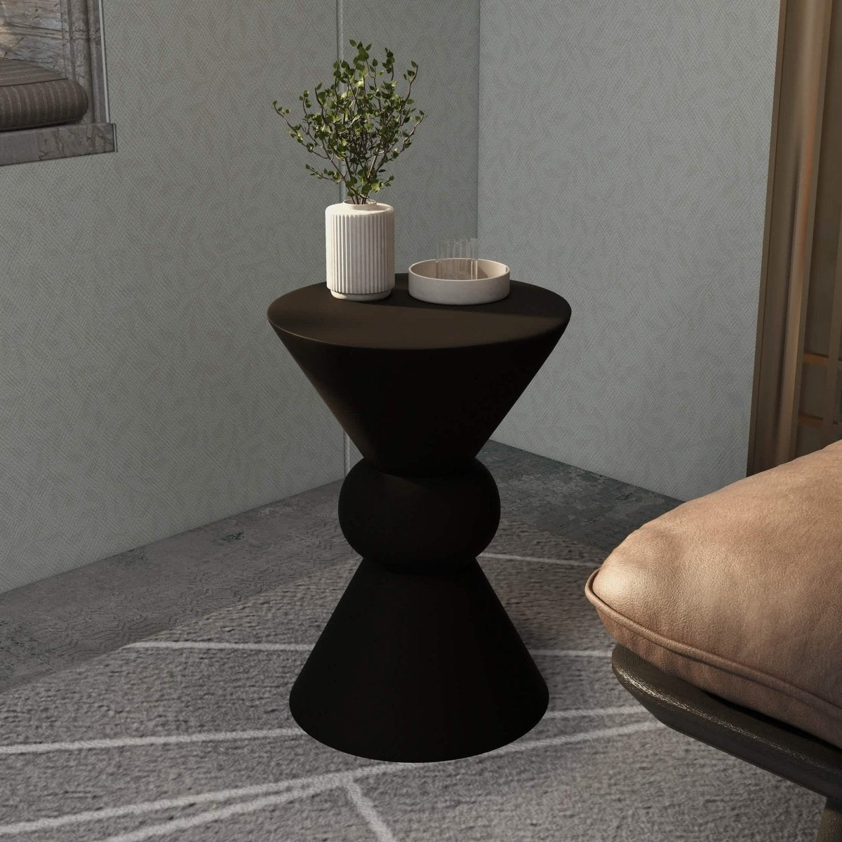 Echo Side Table with Weather - Resistant Fibersone Top Round Accent Table