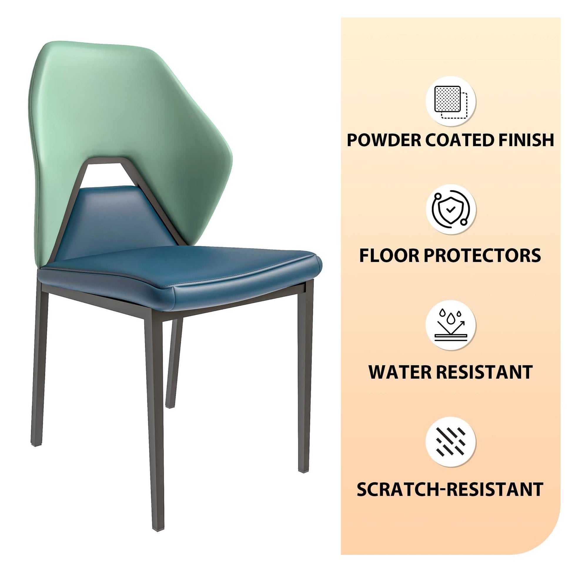 Eclat Collection Modern Upholstered Leather Dining Chair Set of 2