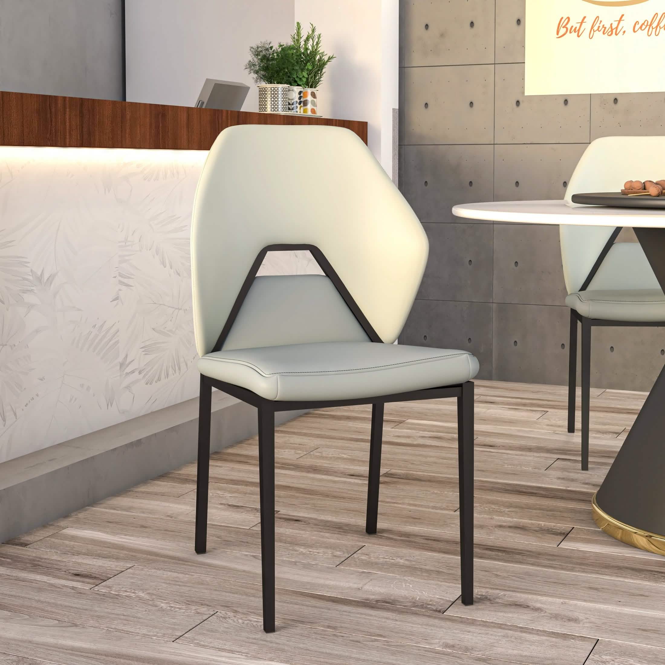 Eclat Collection Modern Upholstered Leather Dining Chair Set of 2