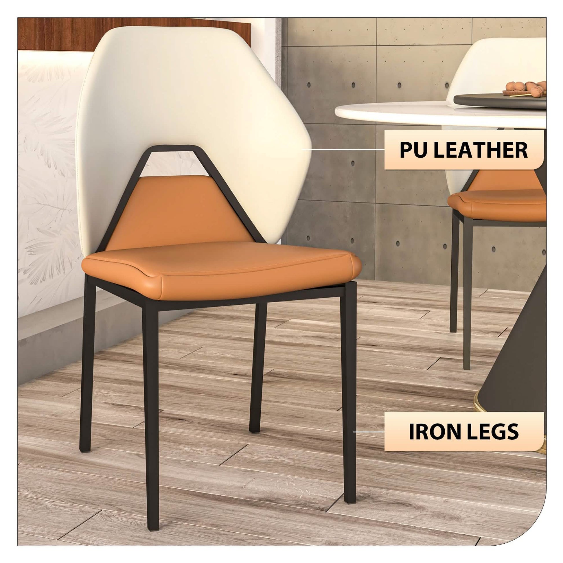 Eclat Collection Modern Upholstered Leather Dining Chair Set of 2