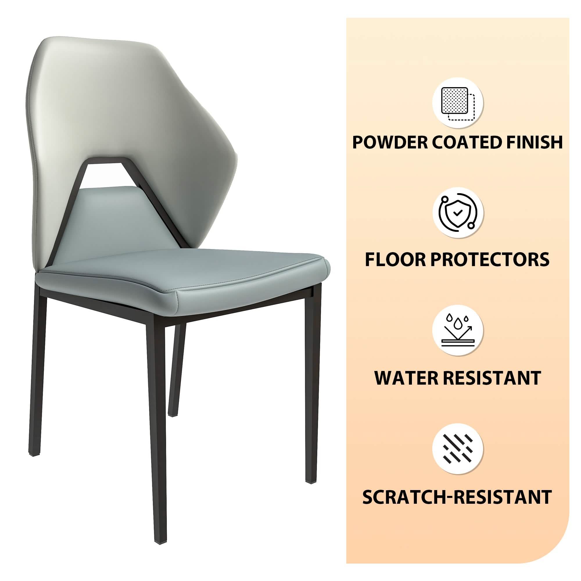 Eclat Collection Modern Upholstered Leather Dining Chair Set of 2