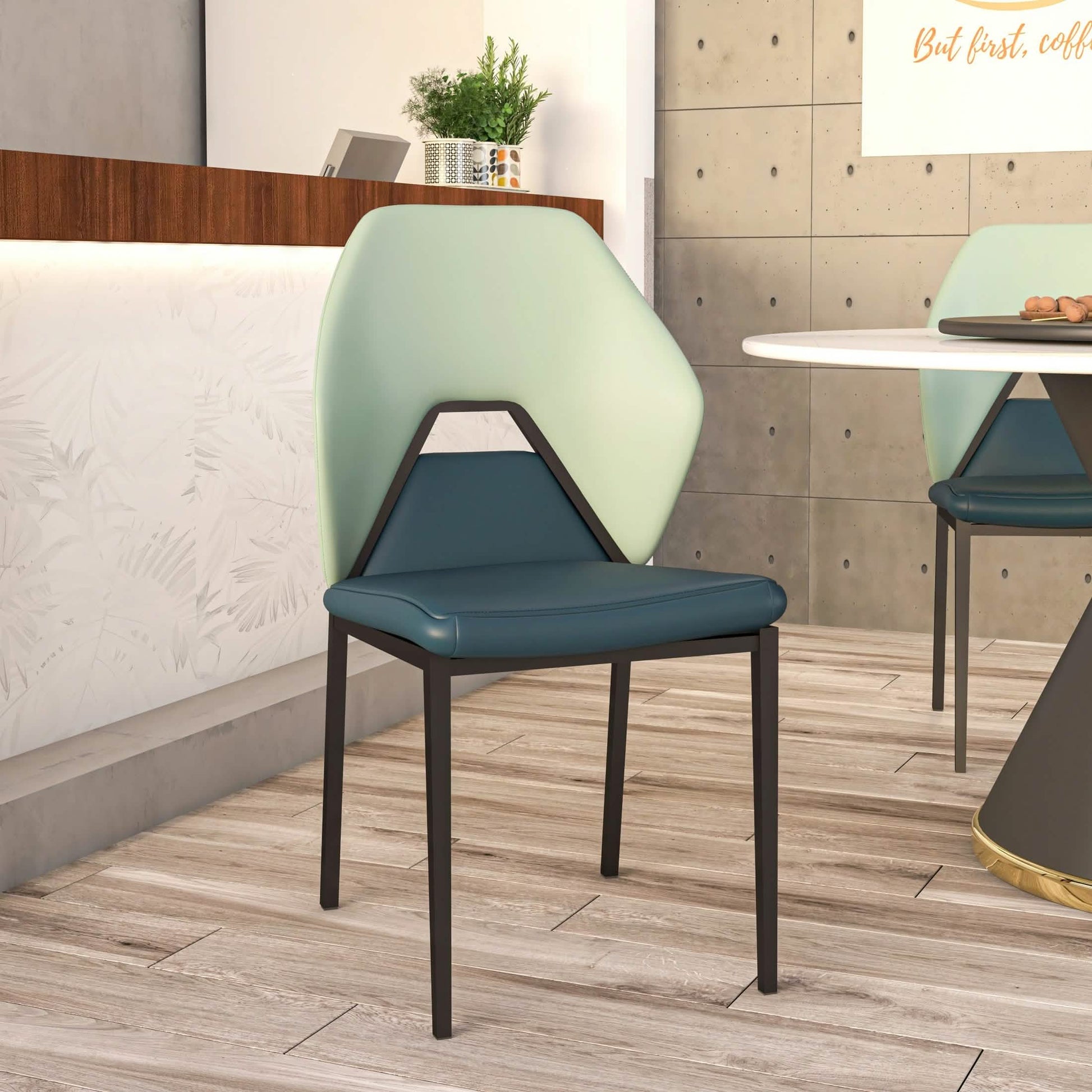 Eclat Collection Modern Upholstered Leather Dining Chair Set of 2