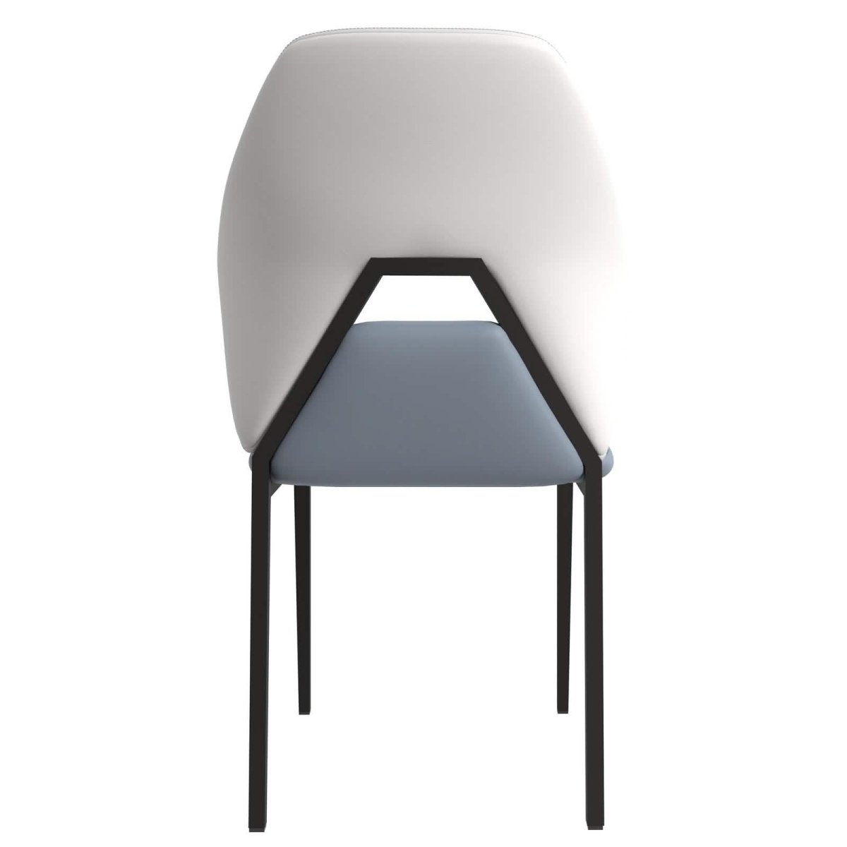 ECLAT Dining Chair with Upholstered Leather Seat and Back in Black Iron