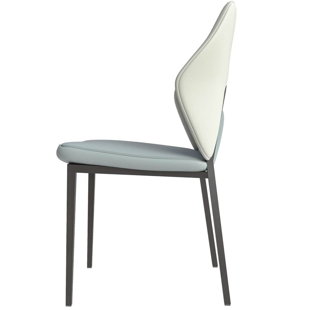 ECLAT Dining Chair with Upholstered Leather Seat and Back in Black Iron
