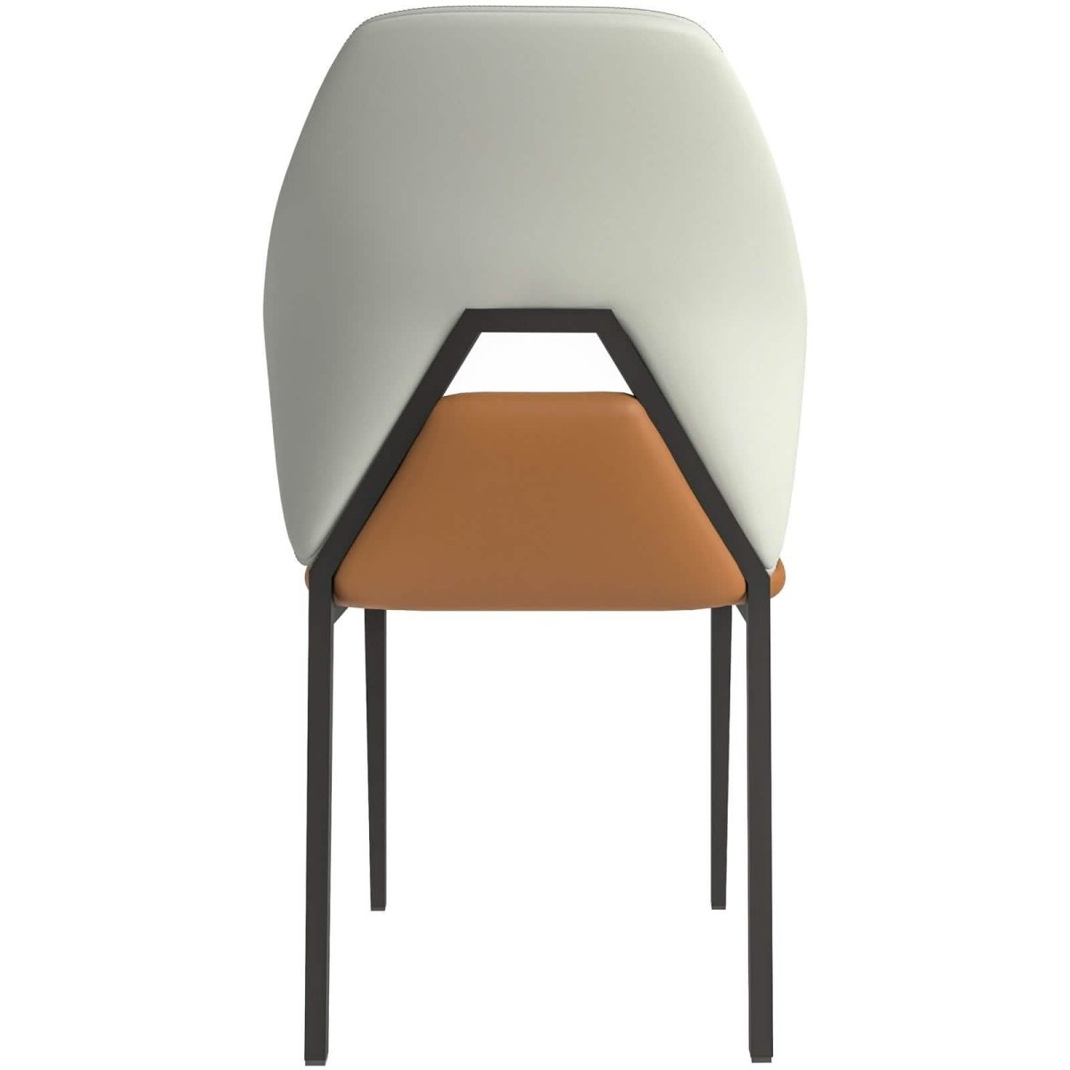ECLAT Dining Chair with Upholstered Leather Seat and Back in Black Iron