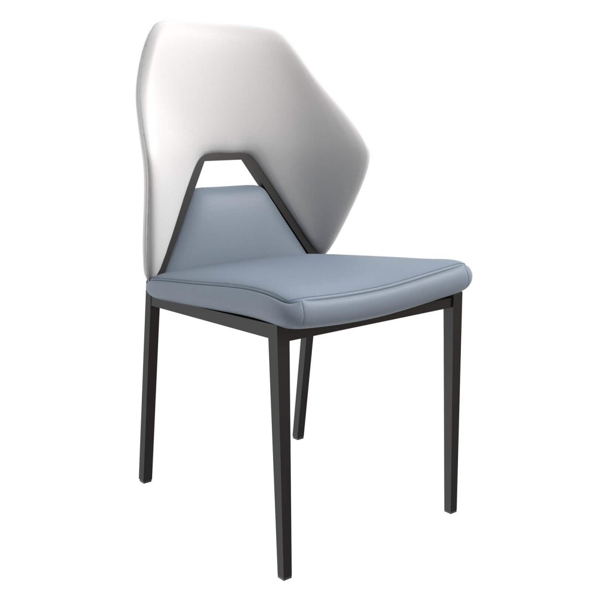 ECLAT Dining Chair with Upholstered Leather Seat and Back in Black Iron