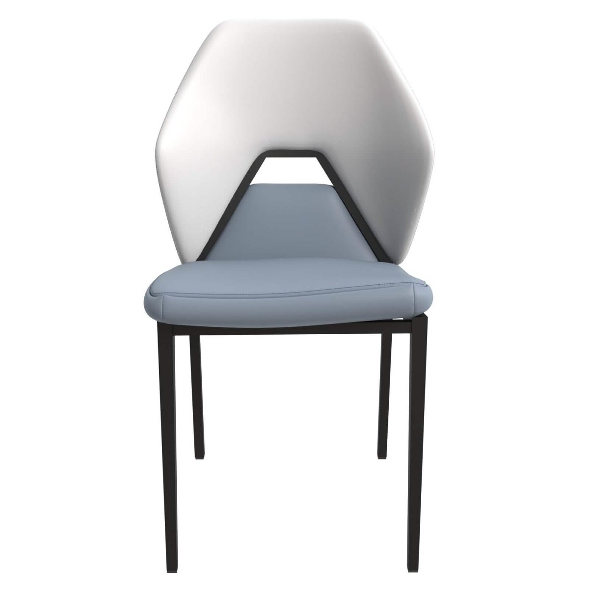 ECLAT Dining Chair with Upholstered Leather Seat and Back in Black Iron