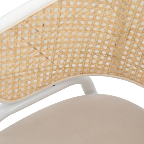 Ervilla Modern Dining Armchair with White Powder Coated Steel Legs and Wicker Back Set of 2