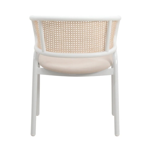 Ervilla Modern Dining Armchair with White Powder Coated Steel Legs and Wicker Back Set of 2