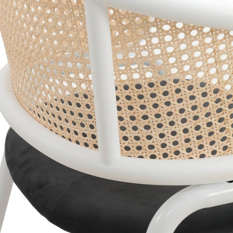 Ervilla Modern Dining Armchair with White Powder Coated Steel Legs and Wicker Back Set of 2