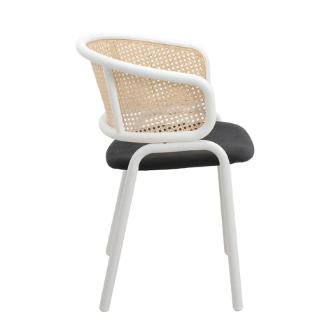 Ervilla Modern Dining Armchair with White Powder Coated Steel Legs and Wicker Back Set of 2