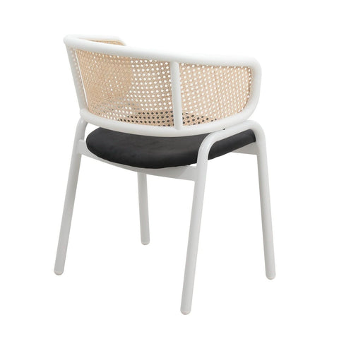 Ervilla Modern Dining Armchair with White Powder Coated Steel Legs and Wicker Back Set of 2