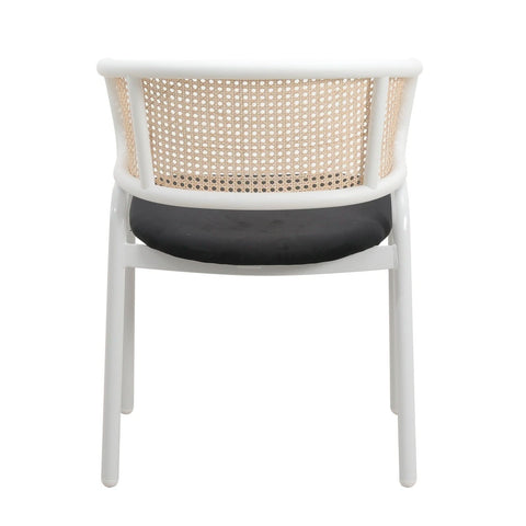 Ervilla Modern Dining Armchair with White Powder Coated Steel Legs and Wicker Back Set of 2