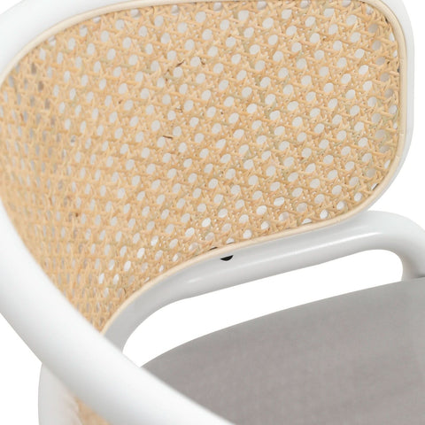 Ervilla Modern Dining Armchair with White Powder Coated Steel Legs and Wicker Back Set of 2
