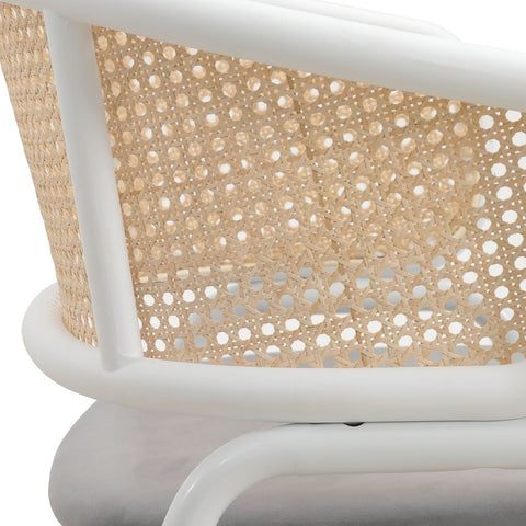 Ervilla Modern Dining Armchair with White Powder Coated Steel Legs and Wicker Back Set of 2