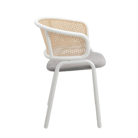 Ervilla Modern Dining Armchair with White Powder Coated Steel Legs and Wicker Back Set of 2