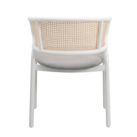 Ervilla Modern Dining Armchair with White Powder Coated Steel Legs and Wicker Back Set of 2