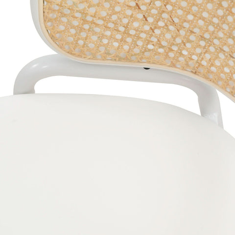 Ervilla Modern Dining Armchair with White Powder Coated Steel Legs and Wicker Back Set of 2