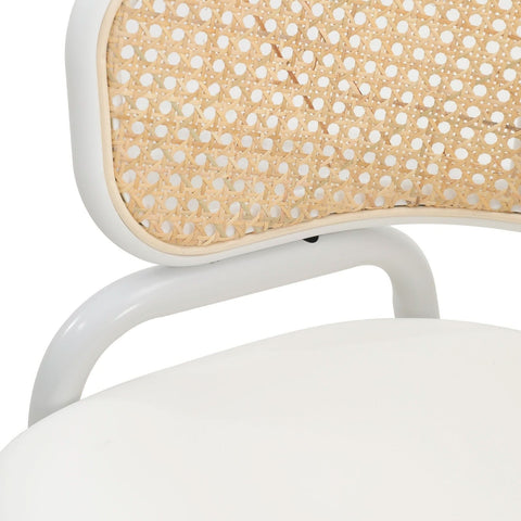 Ervilla Modern Dining Armchair with White Powder Coated Steel Legs and Wicker Back Set of 2