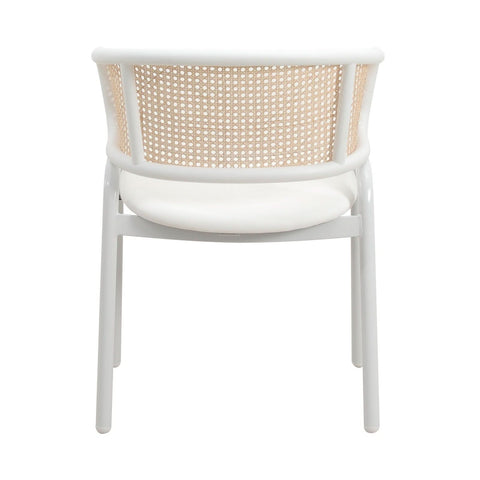 Ervilla Modern Dining Armchair with White Powder Coated Steel Legs and Wicker Back Set of 2