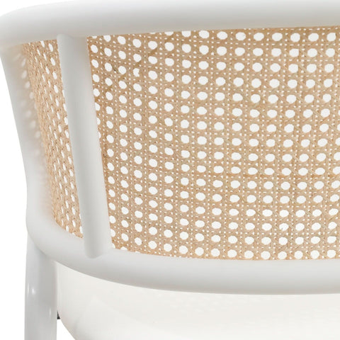 Ervilla Modern Dining Armchair with White Powder Coated Steel Legs and Wicker Back Set of 2