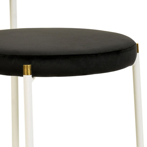 Verve 5-Piece Dining Set with 36" Round Dining Table Black Sintered Stone Top and Black Pedestal with 4 Velvet Dining Chairs in White Steel LegsElevate your dining experience with the Verve 5-Piece Dining Set. The 36" round black sintered stone top and bl