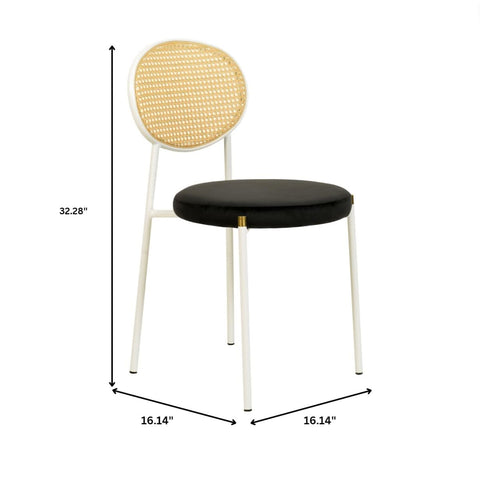 Verve 5-Piece Dining Set with 36" Round Dining Table Black Sintered Stone Top and Black Pedestal with 4 Velvet Dining Chairs in White Steel LegsElevate your dining experience with the Verve 5-Piece Dining Set. The 36" round black sintered stone top and bl