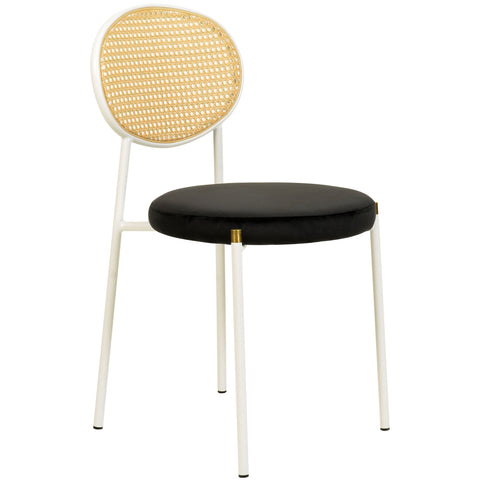 Verve 5-Piece Dining Set with 36" Round Dining Table Black Sintered Stone Top and Black Pedestal with 4 Velvet Dining Chairs in White Steel LegsElevate your dining experience with the Verve 5-Piece Dining Set. The 36" round black sintered stone top and bl