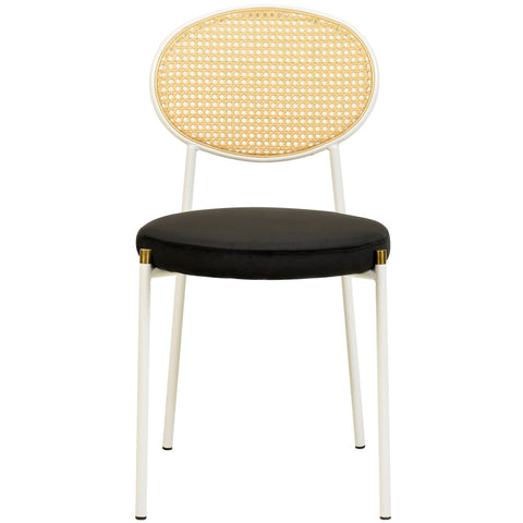Verve 5-Piece Dining Set with 36" Round Dining Table Black Sintered Stone Top and Black Pedestal with 4 Velvet Dining Chairs in White Steel LegsElevate your dining experience with the Verve 5-Piece Dining Set. The 36" round black sintered stone top and bl