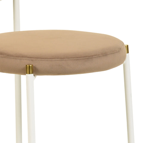 Verve 5-Piece Dining Set with 36" Round Dining Table Black MDF Top and Gold Base with 4 Velvet Dining Chairs in White Steel LegsElevate your dining experience with our Verve 5-Piece Dining Set! This elegant set includes a 36" round table with a sleek blac