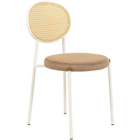 Verve 5-Piece Dining Set with 36" Round Dining Table Black MDF Top and Gold Base with 4 Velvet Dining Chairs in White Steel LegsElevate your dining experience with our Verve 5-Piece Dining Set! This elegant set includes a 36" round table with a sleek blac