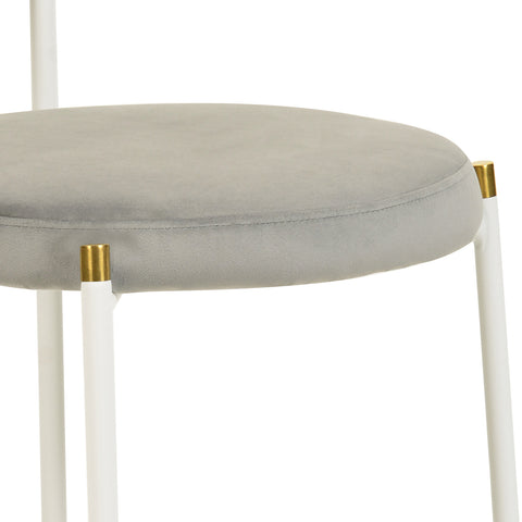 Verve 5-Piece Dining Set with 36" Round Dining Table Black MDF Top and Gold Base with 4 Velvet Dining Chairs in White Steel LegsElevate your dining experience with our Verve 5-Piece Dining Set! This elegant set includes a 36" round table with a sleek blac