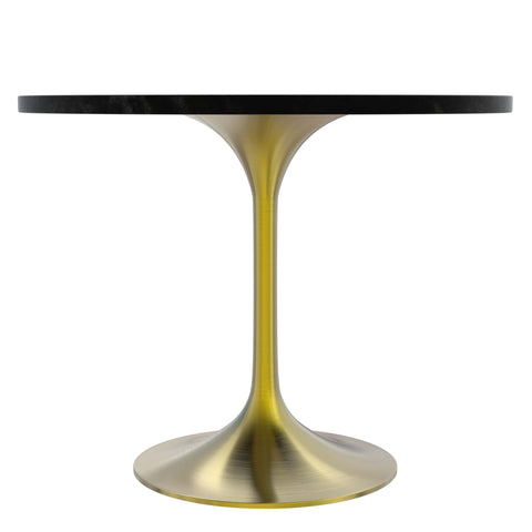 Verve 5-Piece Dining Set with 36" Round Dining Table Black MDF Top and Gold Base with 4 Velvet Dining Chairs in White Steel LegsElevate your dining experience with our Verve 5-Piece Dining Set! This elegant set includes a 36" round table with a sleek blac