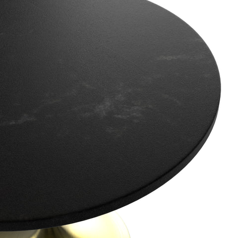 Verve 5-Piece Dining Set with 36" Round Dining Table Black MDF Top and Gold Base with 4 Velvet Dining Chairs in White Steel LegsElevate your dining experience with our Verve 5-Piece Dining Set! This elegant set includes a 36" round table with a sleek blac