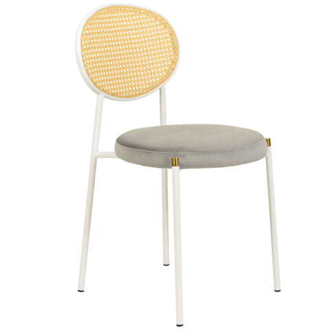 Verve 5-Piece Dining Set with 36" Round Dining Table Black Sintered Stone Top and Black Pedestal with 4 Velvet Dining Chairs in White Steel LegsElevate your dining experience with the Verve 5-Piece Dining Set. The 36" round black sintered stone top and bl