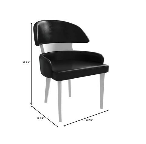 Ethos Leather Dining Chairs with Curved Open Back in Rubberwood