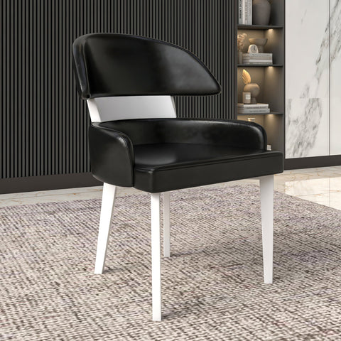 Ethos Leather Dining Chairs with Curved Open Back in Rubberwood