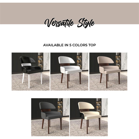 Ethos Leather Dining Chairs with Curved Open Back in Rubberwood
