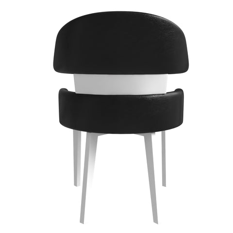 Ethos Leather Dining Chairs with Curved Open Back in Rubberwood