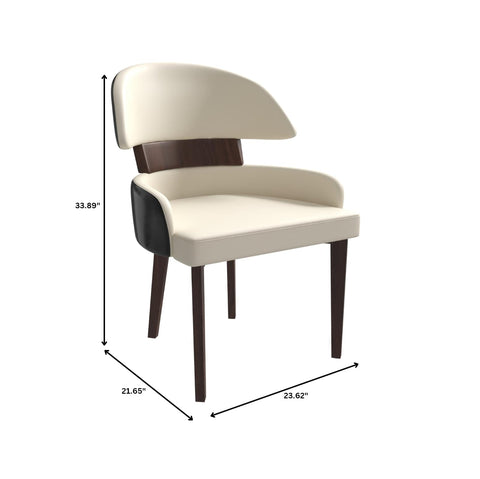 Ethos Leather Dining Chairs with Curved Open Back in Rubberwood