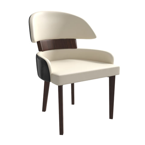 Ethos Leather Dining Chairs with Curved Open Back in Rubberwood