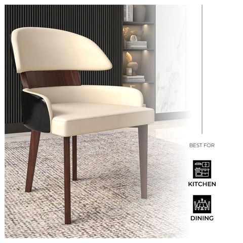Ethos Leather Dining Chairs with Curved Open Back in Rubberwood