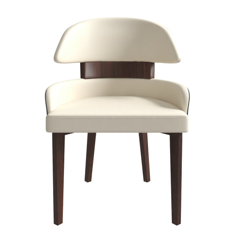 Ethos Leather Dining Chairs with Curved Open Back in Rubberwood