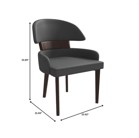 Ethos Leather Dining Chairs with Curved Open Back in Rubberwood