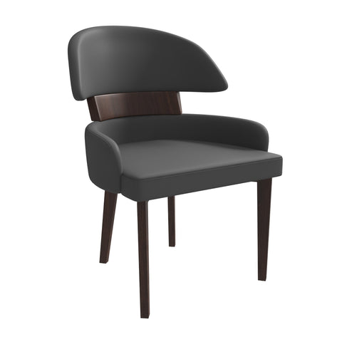 Ethos Leather Dining Chairs with Curved Open Back in Rubberwood